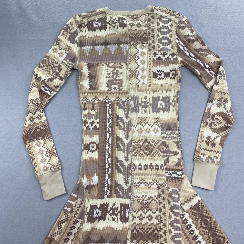 Polo Ralph Lauren Dress Womens Extra Small Beige Henley Maxi Aztec Patch Print - Picture 7 of 13